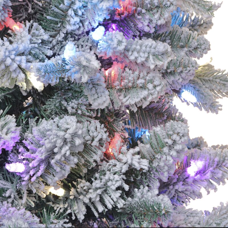 Alexa Enabled 7.5′ Flocked Prelit Artificial Christmas Tree